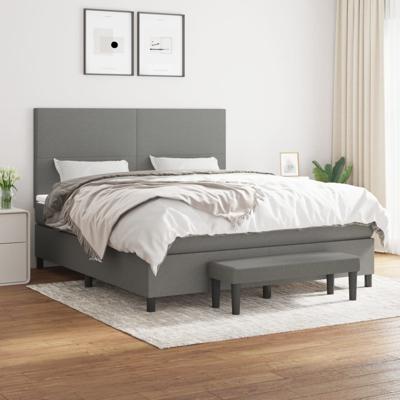 Boxspring met matras stof donkergrijs 160x200 cm