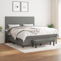Boxspring met matras stof donkergrijs 160x200 cm
