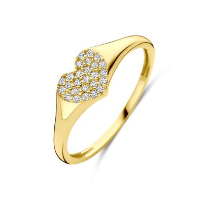 14k Geelgouden Ring met Hart van Zirkonia