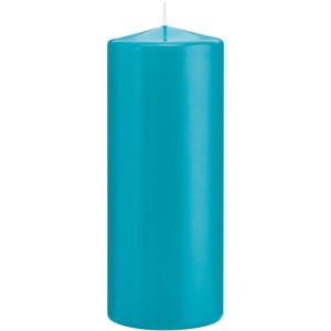1x Turquoise blauwe cilinderkaarsen/stompkaarsen 8 x 20 cm 119 branduren   -