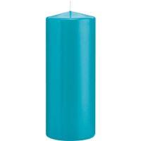 1x Turquoise blauwe cilinderkaarsen/stompkaarsen 8 x 20 cm 119 branduren   - - thumbnail