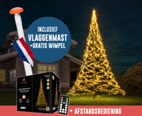 Polyester vlaggenmast 8 meter + kerstverlichting