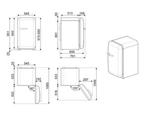 Smeg FAB10RWH5 combi-koelkast Vrijstaand 122 l E Wit