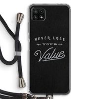 Never lose your value: Samsung Galaxy A22 5G Transparant Hoesje met koord