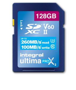 Integral 128GB ULTIMAPRO X2 SDXC 260/100MB UHS-II V60 flashgeheugen SD