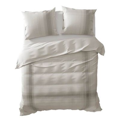 Yellow Kagusa dekbedovertrek - 2-persoons (200x200/220 cm + 2 slopen) - Percal katoen - Grijs