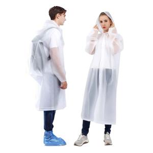 Regenjas poncho met capuchon en drukknoopsluiting - transparant - PVC - one size