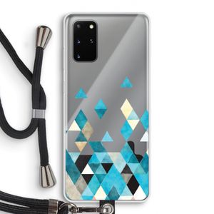 Gekleurde driehoekjes blauw: Samsung Galaxy S20 Plus Transparant Hoesje met koord