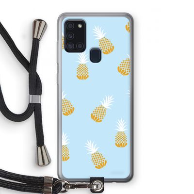 Ananasjes: Samsung Galaxy A21s Transparant Hoesje met koord