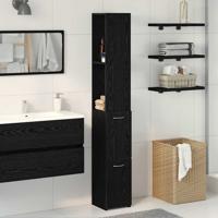 Badkamerkast met lade Zwart Eiken 25 x 25 x 170 cm Bewerkt hout