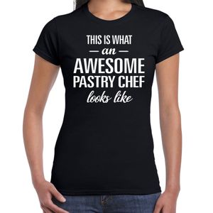 Awesome pastry chef / geweldige banketbakker cadeau t-shirt zwart voor dames