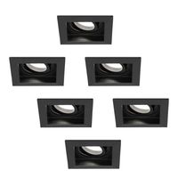 HOFTRONIC™ Set van 6 Fresno LED inbouwspots vierkant - Kantelbaar - 5W 400lm - GU10 6400K Daglicht wit Dimbaar - Zwart - IP20 Plafondspots voor binnen HOFTRONIC™ Set van 6 Fresno LED inbouwspots vierkant - Kantelbaar - 5W 400lm - GU10 6400K Daglicht wit Dimbaar - Zwart - IP20 Plafondspots voor binnen