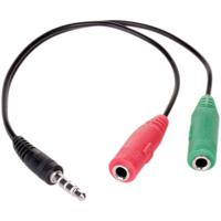 Akyga AK-AV-08 Audio Adapterkabel [1x Jackplug male 3,5 mm - 2x Jackplug female 3,5 mm] 15 cm Zwart