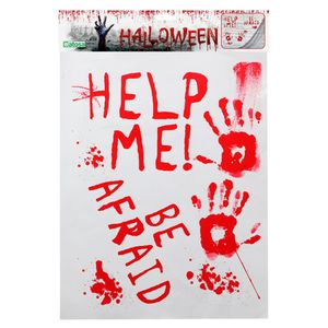 Horror/Halloween raamsticker - Bloederige teksten - 42 x 19 cm - Feestartikelen/versiering   -