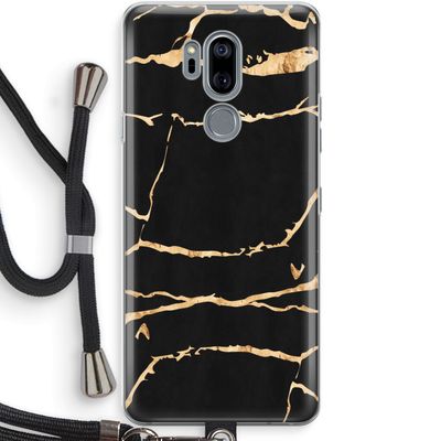Gouden marmer: LG G7 Thinq Transparant Hoesje met koord