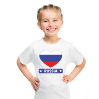 Rusland hart vlag t-shirt wit jongens en meisjes