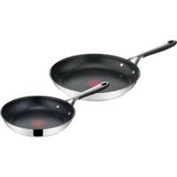 Tefal Jamie Oliver Kitchen Essentials Pannenset - Koekenpannen - Ø24+28cm - Inductie - RVS - Siliconen Handgreep