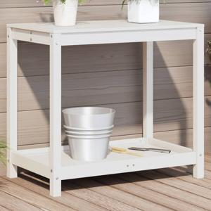 VidaXL Oppottafel met schap 82,5x50x75 cm massief grenenhout wit