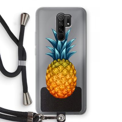 Grote ananas: Xiaomi Redmi 9 Transparant Hoesje met koord