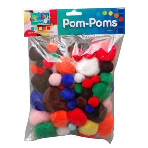 Hobby/knutsel pompoms - 100x stuks - gekleurd - decoratie materiaal