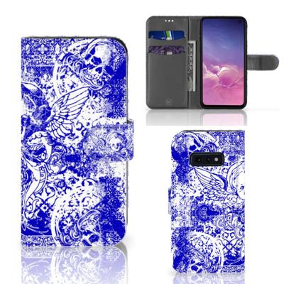 Telefoonhoesje met Naam Samsung Galaxy S10e Angel Skull Blauw