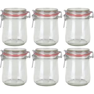 Weckpot/inmaakpot - 6x - glas - 720 ml - met beugelsluiting - transparant