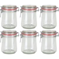 Weckpot/inmaakpot - 6x - glas - 720 ml - met beugelsluiting - transparant