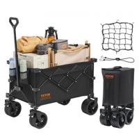 VEVOR handkar 855 x 500 x 1070 mm kinderwagen gemaakt van 600D Oxford stof met PVC coating strandwagen 113 L opslagcapaciteit max. 113 kg laadvermogen transportwagen uitrustingswagen handkar