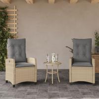 Tuinstoelen 2 st verstelbaar kussens poly rattan gemengd beige