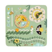 Classic World houten vintage kalender leerklok