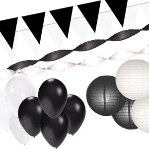 Zwart en Wit feestartikelen decoratie pakket XXL   -
