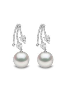 Yoko London boucles d'oreilles Starlight en or blanc 18ct serties de perles des mers du sud et de diamants - Argent