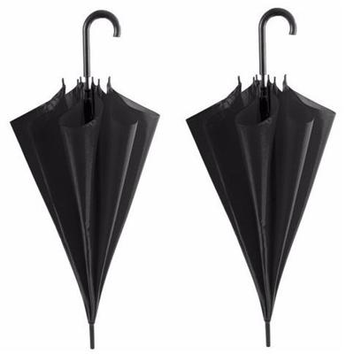 Automatische paraplu - 2x - zwart - dia 107 cm - 82 cm lang - regen - polyester/metaal Automatische paraplu - 2x - zwart - dia 107 cm - 82 cm lang - regen - polyester/metaal