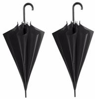 Automatische paraplu - 2x - zwart - dia 107 cm - 82 cm lang - regen - polyester/metaal