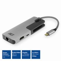 ACT AC7042 USB-C naar HDMI multiport adapter met ethernet en USB hub - thumbnail