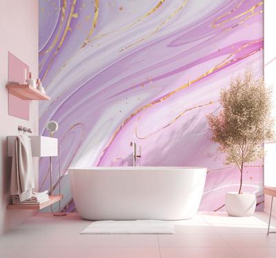 Roze vloeistof marmer stijl behang