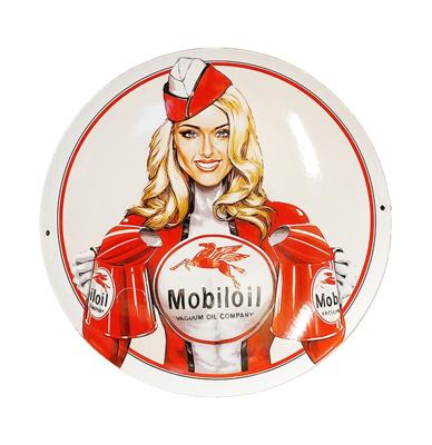 Mobiloil Company Girl Emaille Bord - Ø40cm