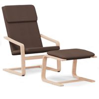 vidaXL Relaxstoel met voetenbank stof donkerbruin - thumbnail