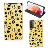 Mobiel BookCase Samsung Galaxy S21 Punk Geel