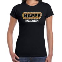 Halloween verkleed t-shirt dames - Happy Halloween - zwart - themafeest outfit - thumbnail