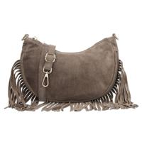 Charm London Suède Schoudertasje met Franjes Elisa Taupe