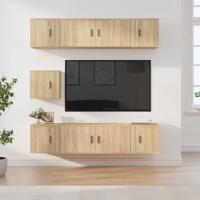 7-delige Tv-meubelset bewerkt hout sonoma eikenkleurig