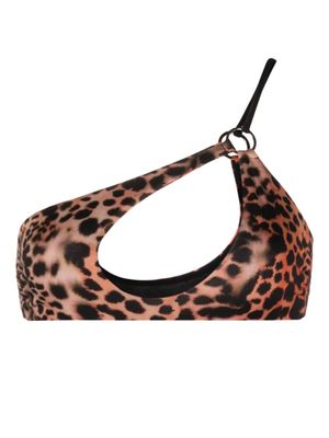 Roberto Cavalli haut de bikini asymétrique à imprimé léopard - Orange