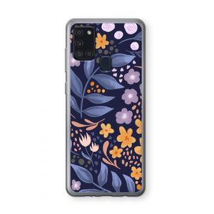 Flowers with blue leaves: Samsung Galaxy A21s Transparant Hoesje