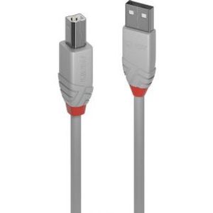 Lindy 36682 1m USB A USB B Mannelijk Mannelijk Grijs USB-kabel