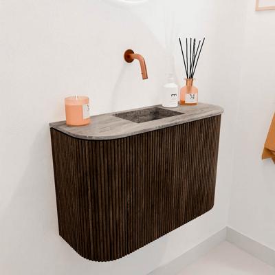 Toiletmeubel Mondiaz Joya Dlux | 63.2 cm | Meubelkleur Walnut | Faye wastafel Oza Wasbak Midden | Zonder kraangat(en)