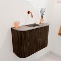 Toiletmeubel Mondiaz Joya Dlux | 63.2 cm | Meubelkleur Walnut | Faye wastafel Oza Wasbak Midden | Zonder kraangat(en)