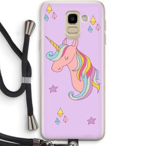 Roze eenhoorn: Samsung Galaxy J6 (2018) Transparant Hoesje met koord
