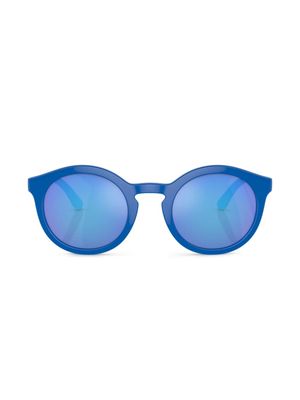 Dolce & Gabbana Kids lunettes de soleil rondes à logo imprimé - Bleu
