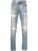 Philipp Plein jean droit à effet usé - Bleu - thumbnail